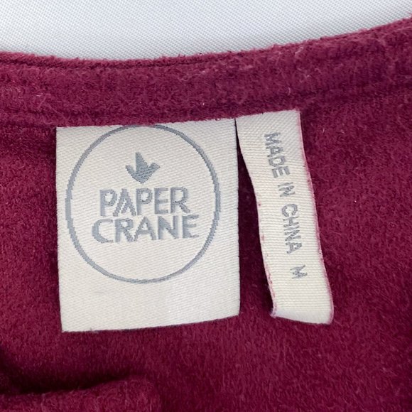 Womens Burgundy Dress Anthropologie Style PAPER CRANE Brand Plunge Velvet Feel - Picture 4 of 12